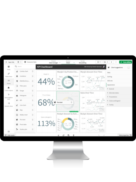 Qlik Sense being used for self-service business intelligence on computer